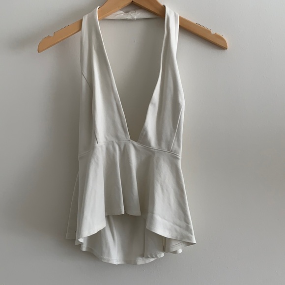 Tobi White Peplum Halter Top Small - Picture 1 of 4